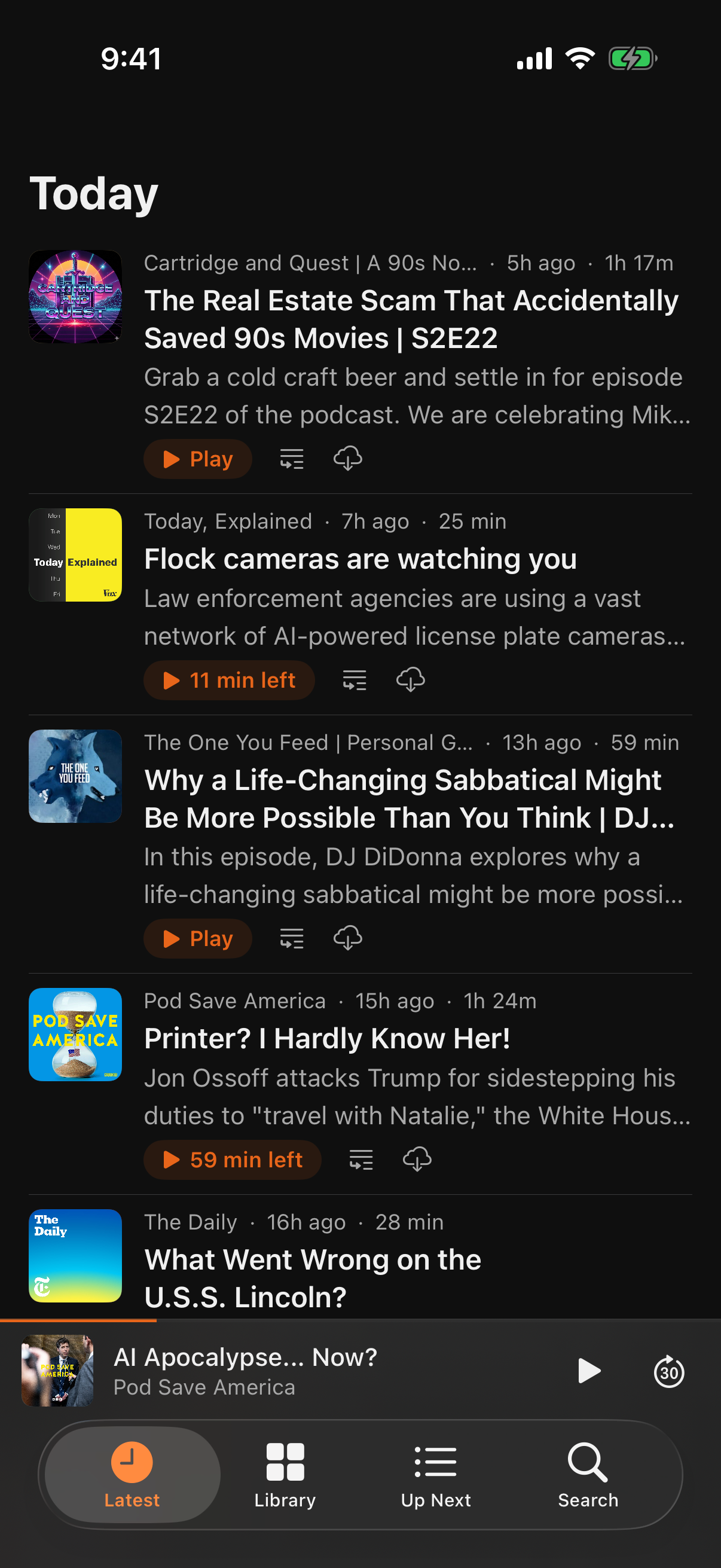 The newest episodes from every show, in dark mode