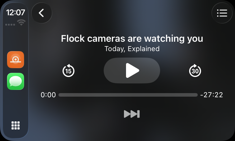 Now playing on a car screen, with the Skip Ad button